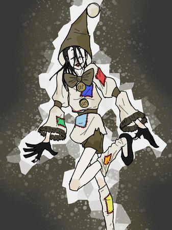 Greasy, ragged clown