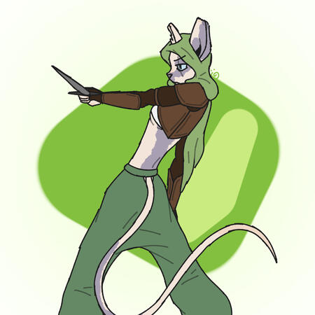 Cat rouge with a dagger