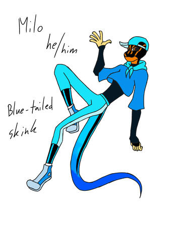 Milo, Blue-tailed skink